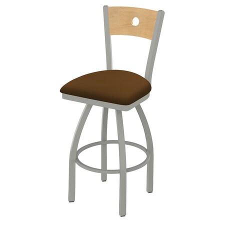 Holland Bar Stool Co 25" Swivel Counter Stool, Nickel Finish, Nat Back, Canter Thatch Seat 83025ANNatMplB001